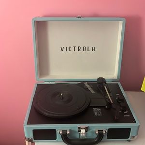 Blue Victrola Record Player